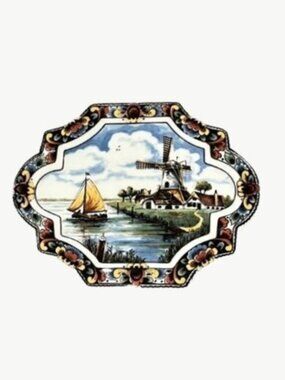 VTG '70s Delfts Jasmijn Holland Handwerks Polychrome Wall Plaque w/ COA - UNUSED